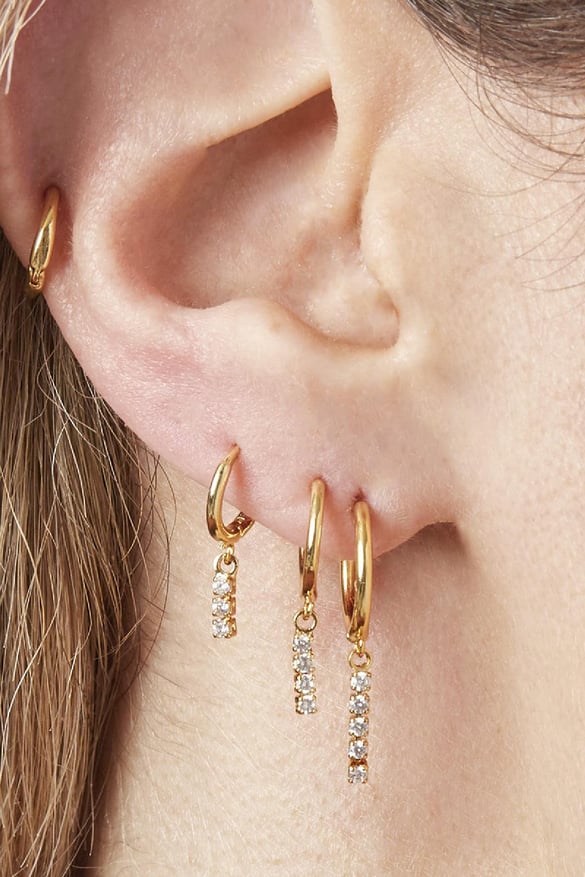Earrings Set Dangling Diamonds Gold Color Copper