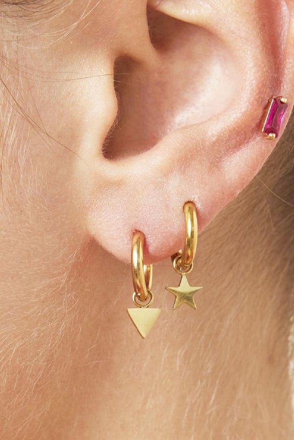 Earrings Star Silver Color Stainless Steel