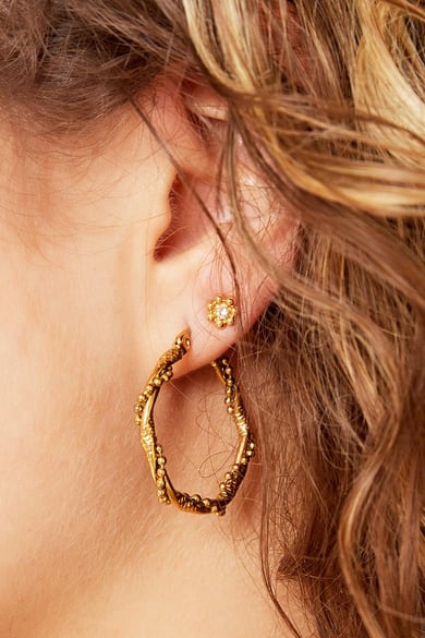 Hoop earrings with twisted pearls large Silver Color Stainless Steel h5 Picture3