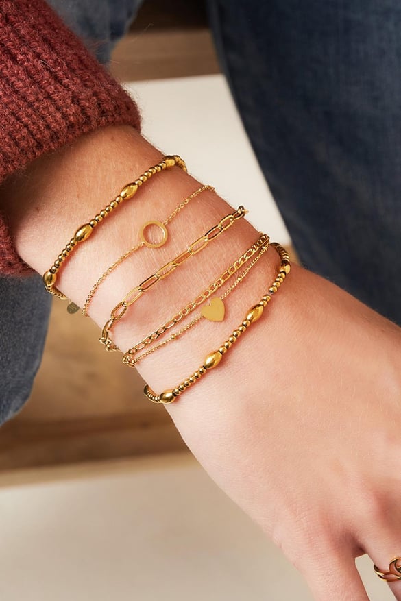bracelet multicouche en acier inoxydable couleur or 2