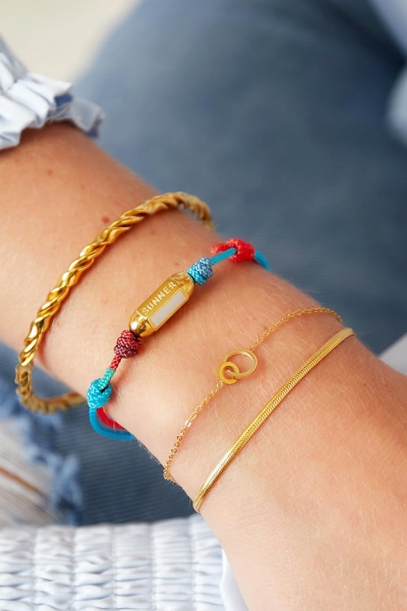 Bracelet double cercles connectés Argenté Acier inoxydable