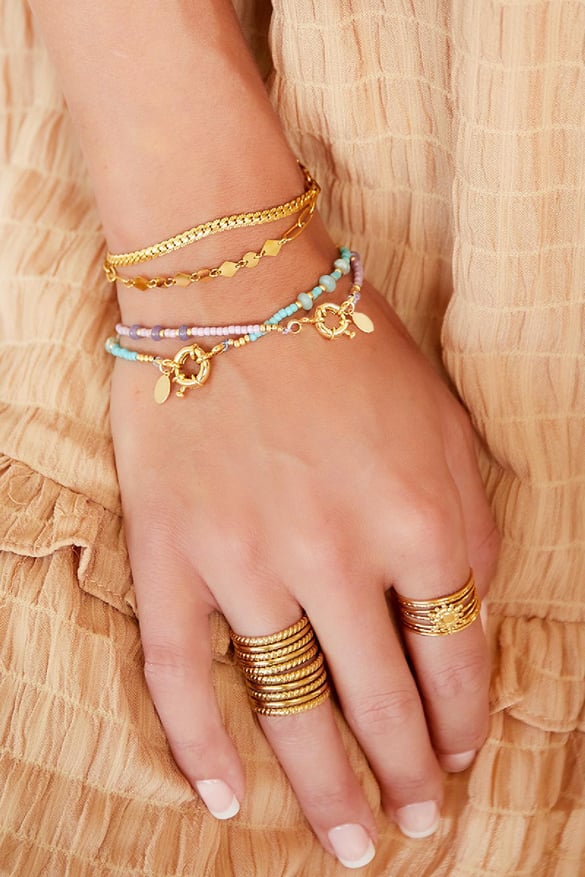 Doppellagiges Armband Goldfarbe Edelstahl
