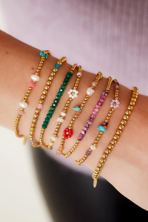 Bracelet en acier inoxydable doré fleur Rouge 2