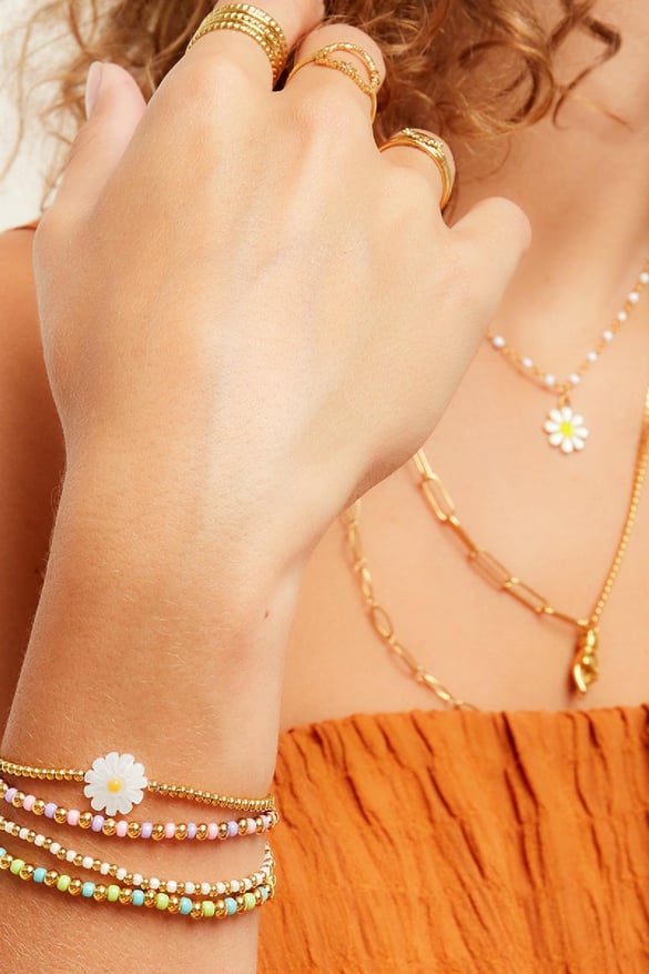 Madeliefje armband Goud kleur Stainless Steel