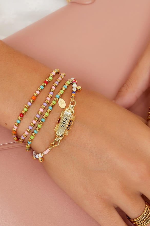 Armband gekleurde en gouden kralen Multi Stainless Steel 2
