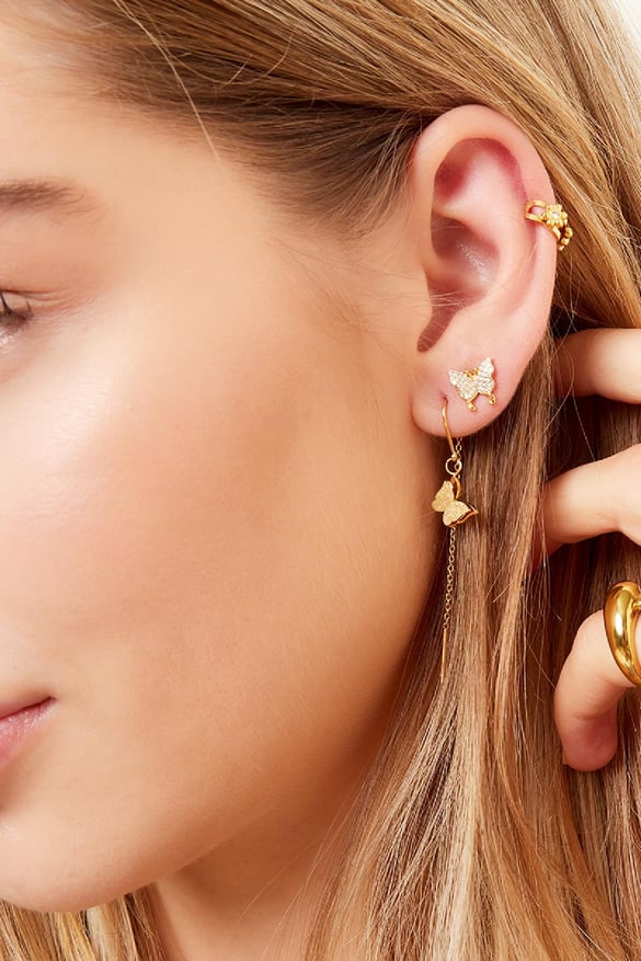 Butterfly Dangle Earrings Gold Color Stainless Steel