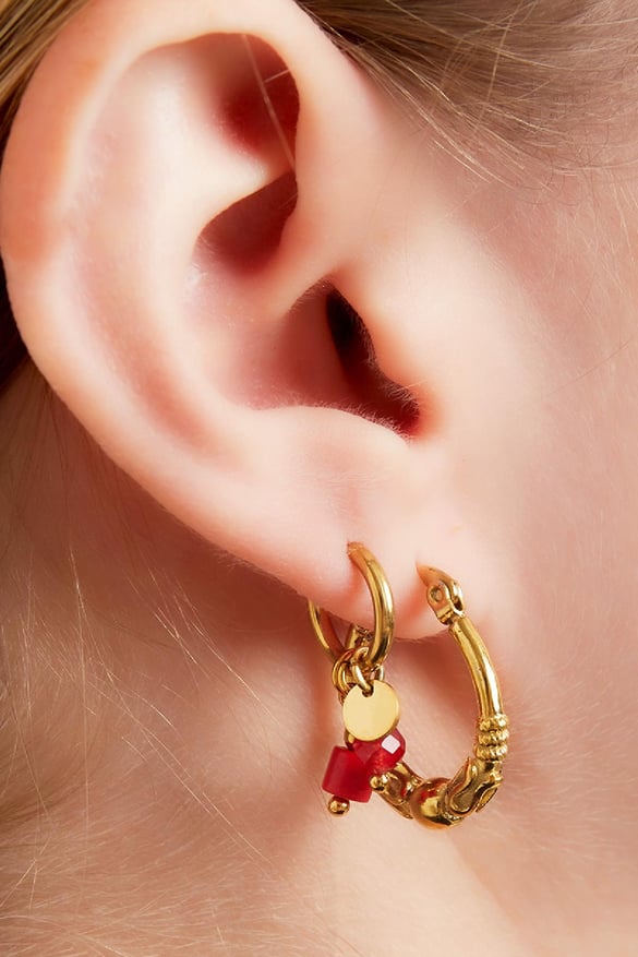 Pendientes con dije de acero inoxidable dorado Verde 2