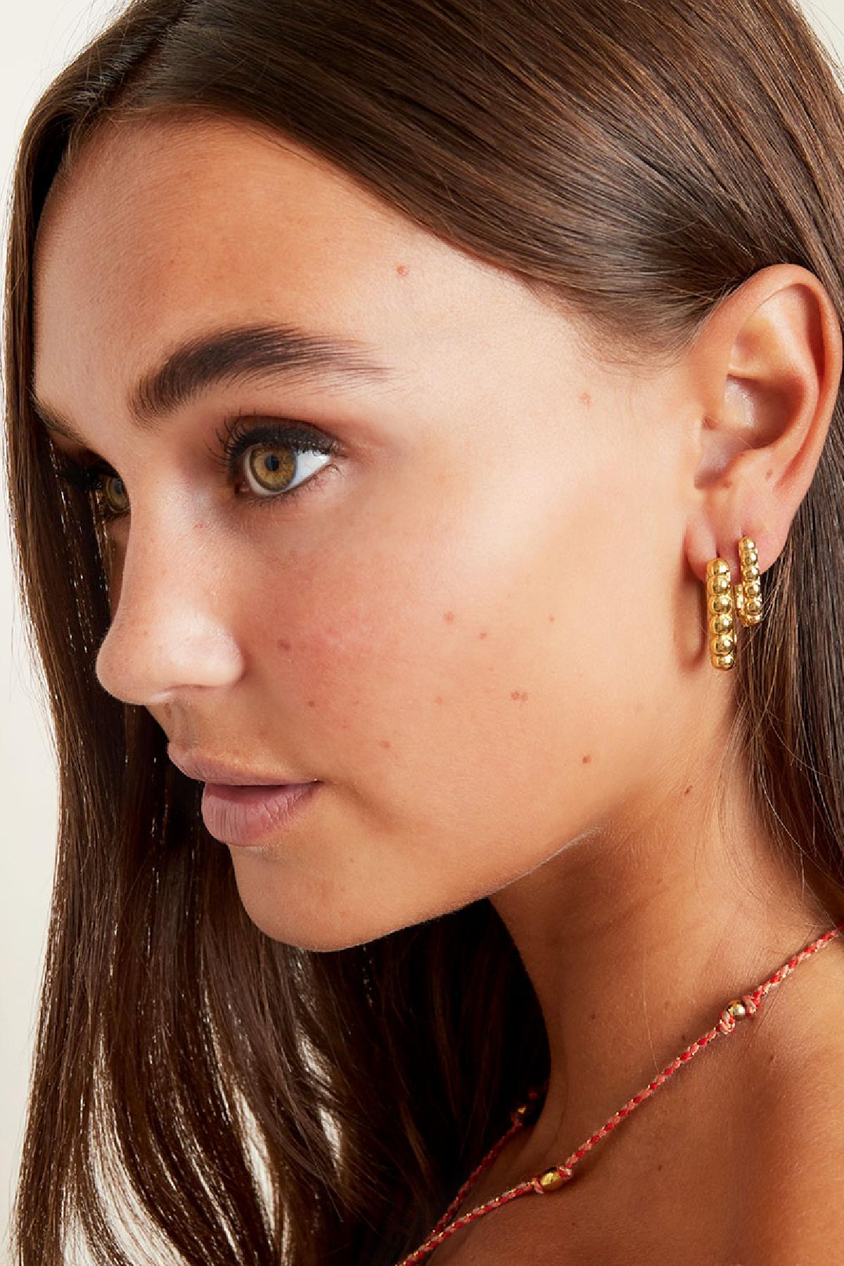 Rectangle earrings with bubbles Gold Color Stainless Steel Picture2