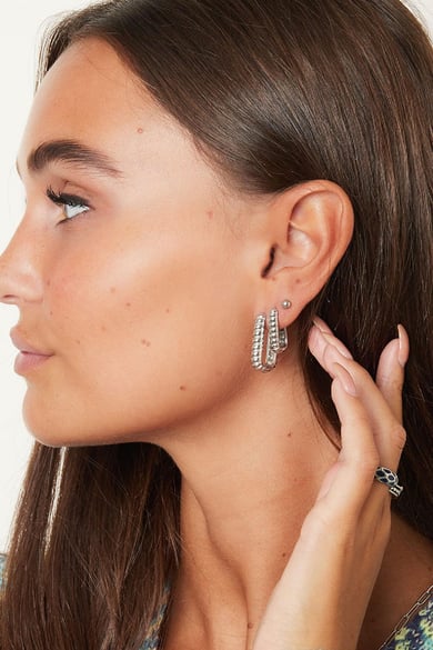 Baquette rectangle earrings small  Gold Color Stainless Steel h5 Picture2