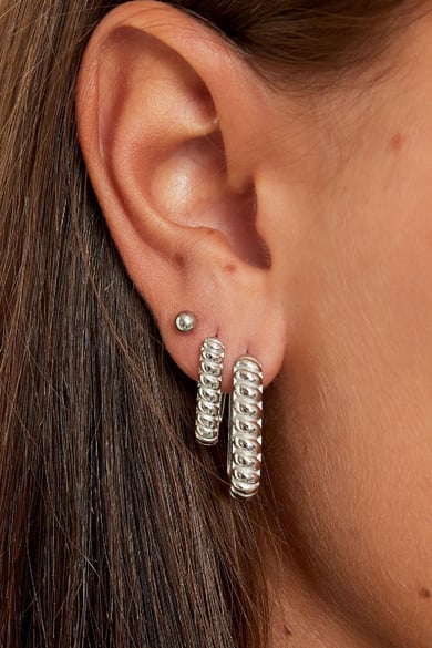 Baquette rectangle earrings small  Gold Color Stainless Steel h5 Picture3