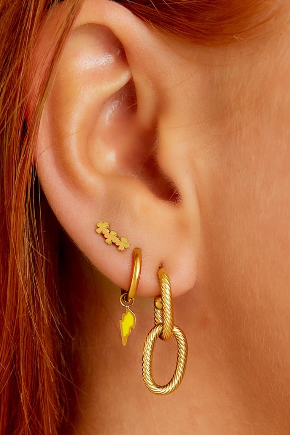 Stainless Steel Earstuds Three Clovers Silver color