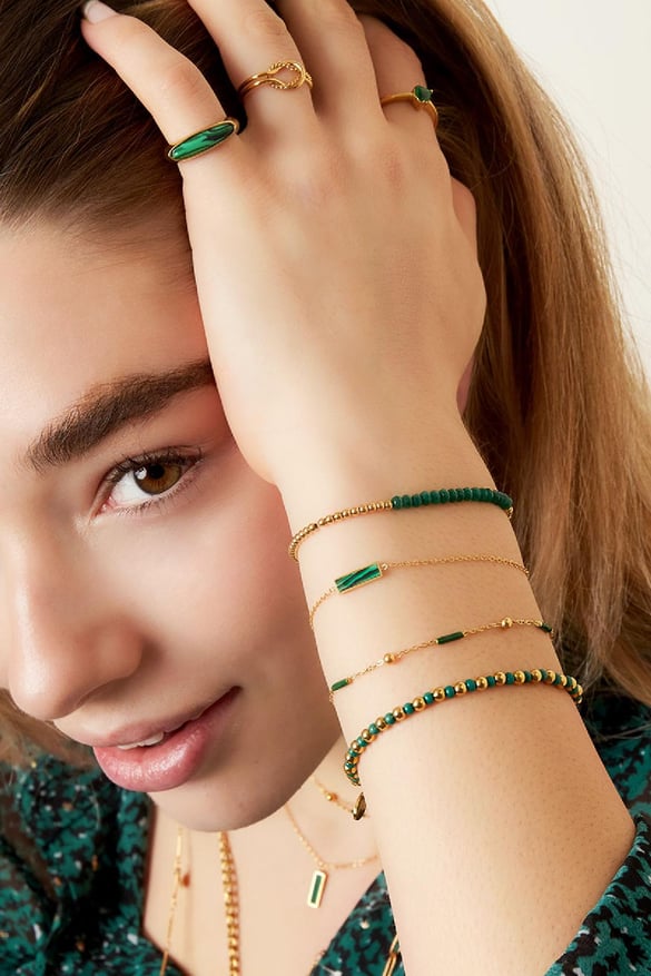 Stainless steel bracelet with bars Green 2