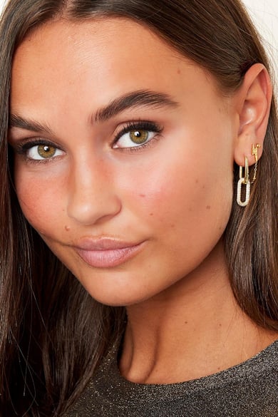 Lightning Bolt earrings with zirkons Gold Color Stainless Steel h5 Picture3