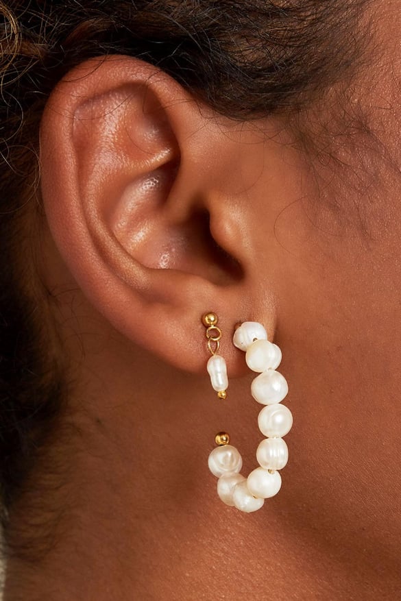 Pendientes colgantes perla Plata Acero inoxidable