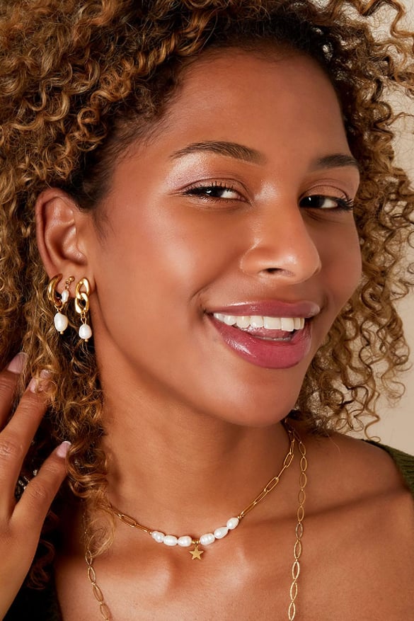Earrings elegant pearl Silver Color Stainless Steel 2