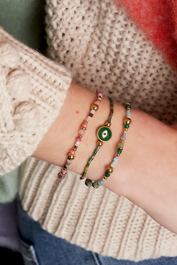 Beaded bracelet Pink Natural stones