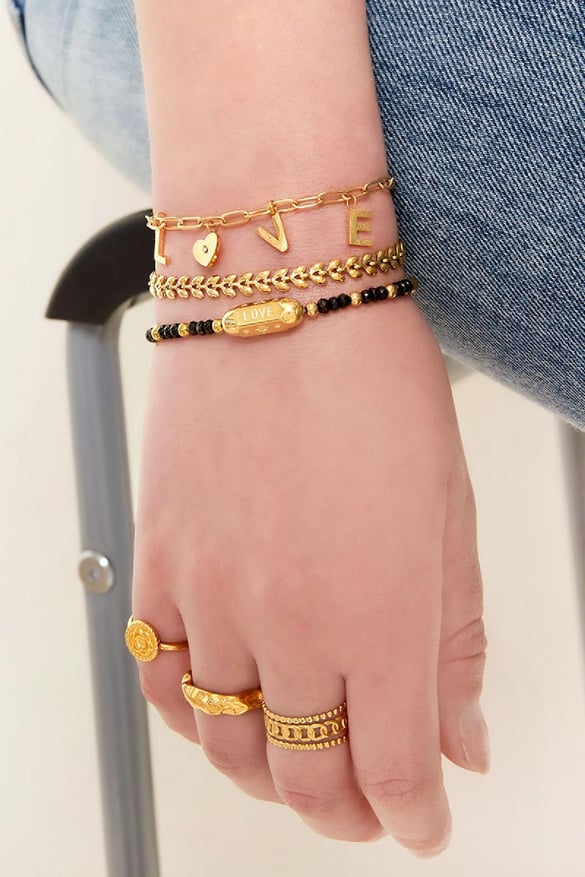 Bracelet Love Heart Gold Color Stainless Steel