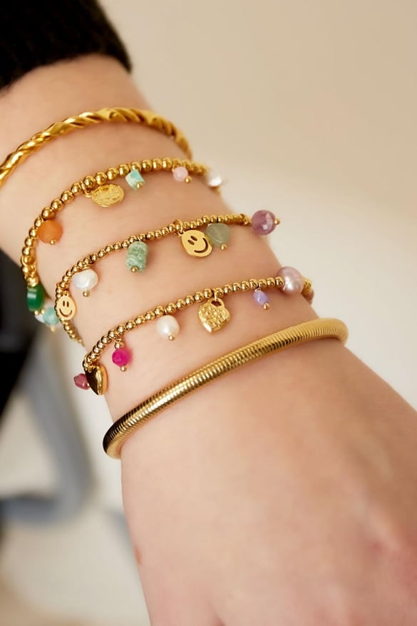 perles de bracelet en acier inoxydable couleur or 2