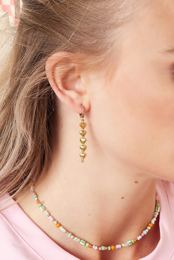 Five hearts earrings - #summergirls collection Green &amp; Gold Color Hematite
