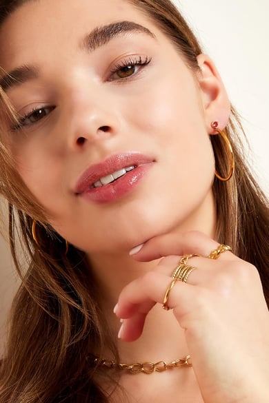 Big hoops with zircon Gold Color Stainless Steel h5 Picture2