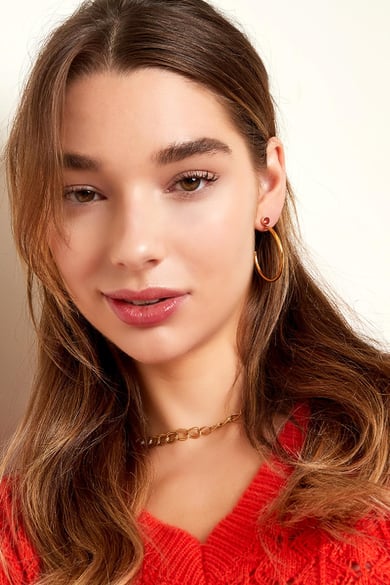 Big hoops with zircon Gold Color Stainless Steel h5 Picture4