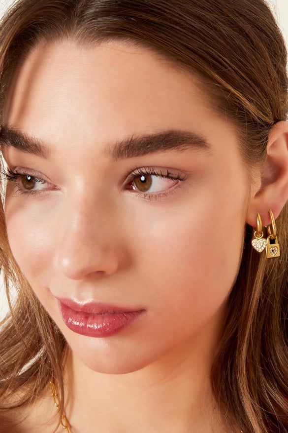 Heart lock earrings Gold Color Stainless Steel