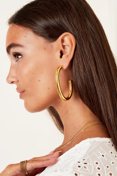 Massive hoop earrings Gold Color Stainless Steel h5 Picture3