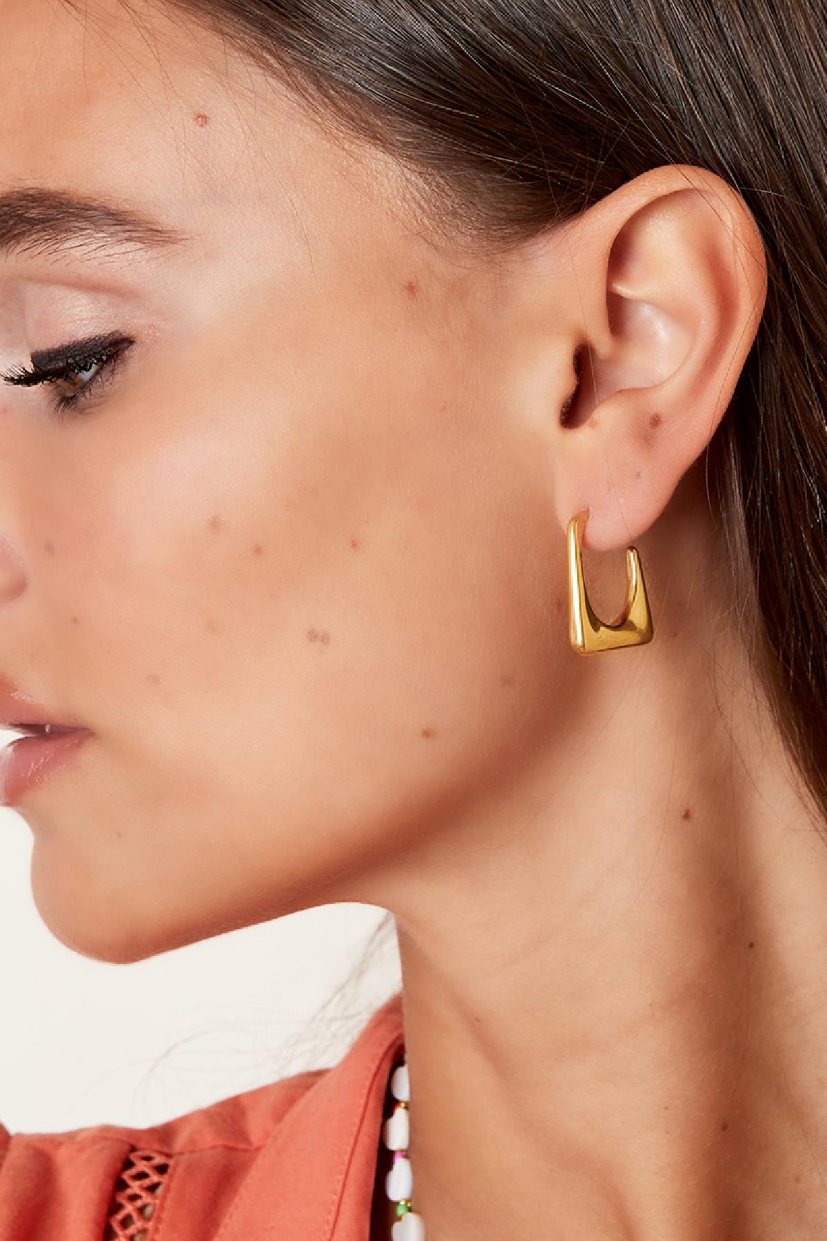 Earrings funky rectangle Silver Color Stainless Steel h5Picture4