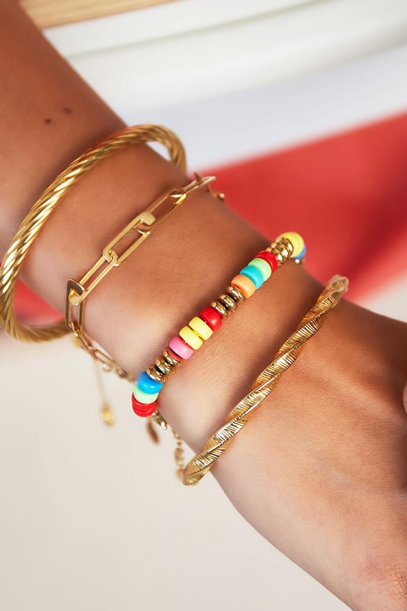 Colourful beads bracelet Multi Stainless Steel