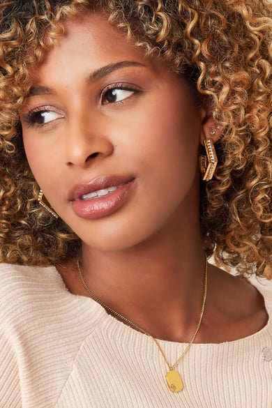 Diamond zircon earrings Gold Color Stainless Steel h5 Picture2