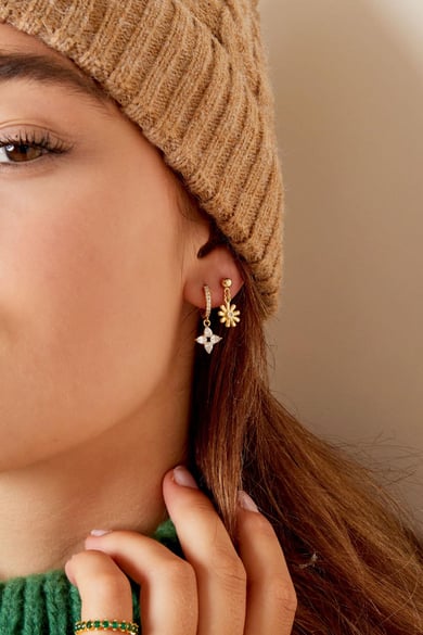 Earrings daisy - Sparkle collection Gold Color Copper h5 Picture3