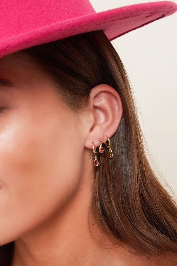 Drop earrings - Sparkle collection Fuchsia Copper 2