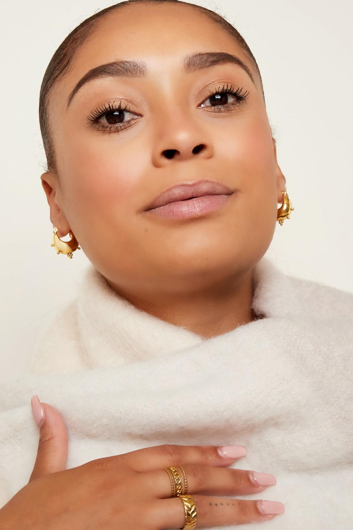 Massive earrings with dots  Gold Color Stainless Steel