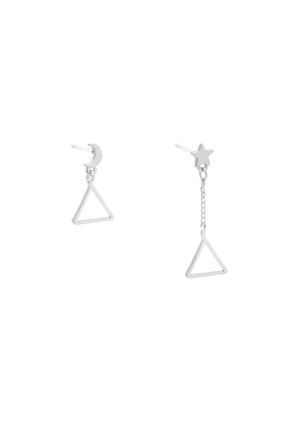 Earrings Triangular Space Silver Color Copper