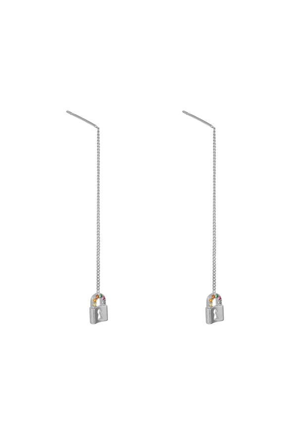 Aretes Chain Lock Plata Cobre