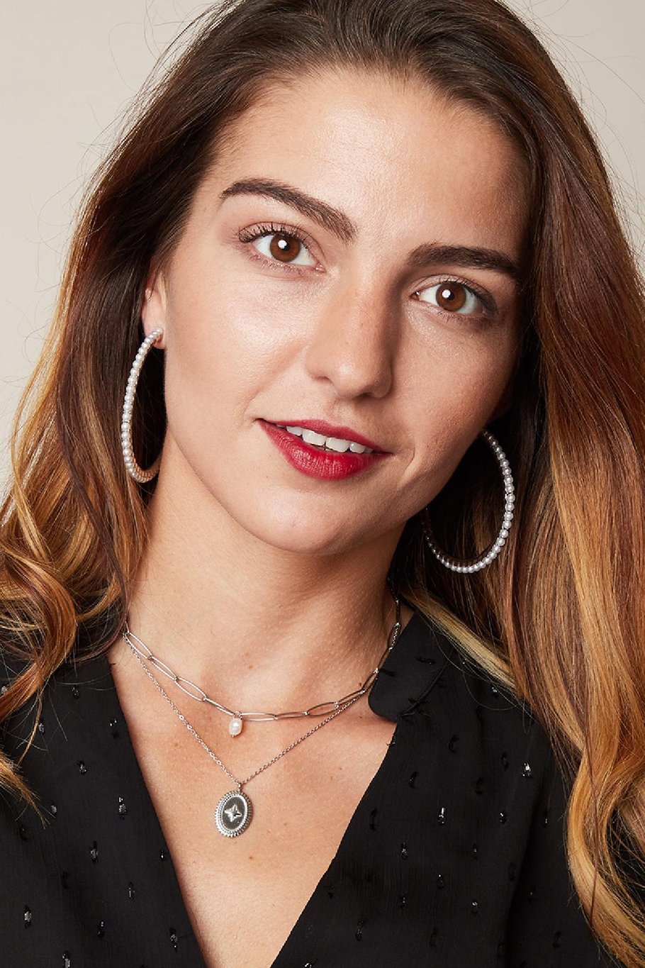 Oorbellen pearl hoops Zilver Metaal Afbeelding2