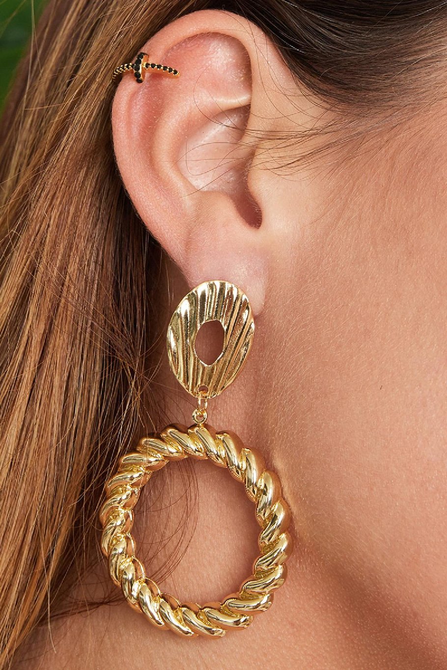 Earrings Twisted Circle Silver Color Copper Picture3