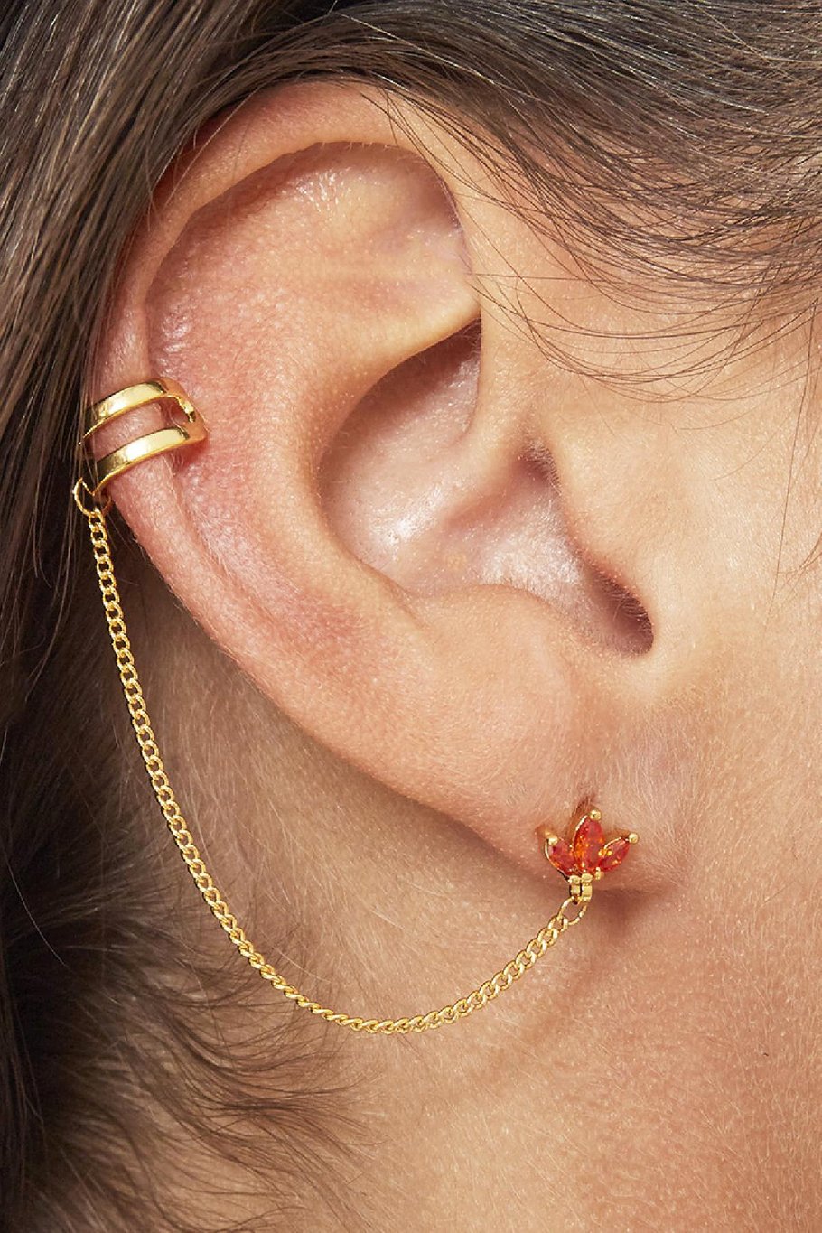 Earcuff Leaves Plata Cobre Imagen2