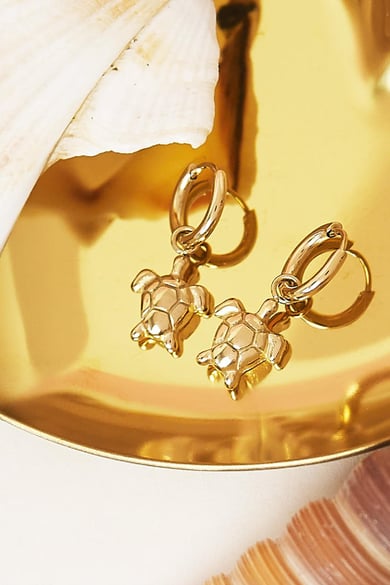 Boucles d'oreilles Under Water Turtle Argenté Acier inoxydable h5 Image2