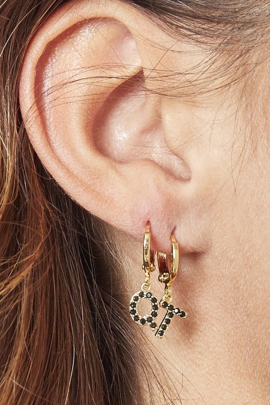 Earrings Initial P Black Copper h5Picture13