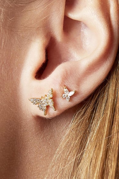 Ohrringe Diamond Butterfly Silber Kupfer h5 Bild2