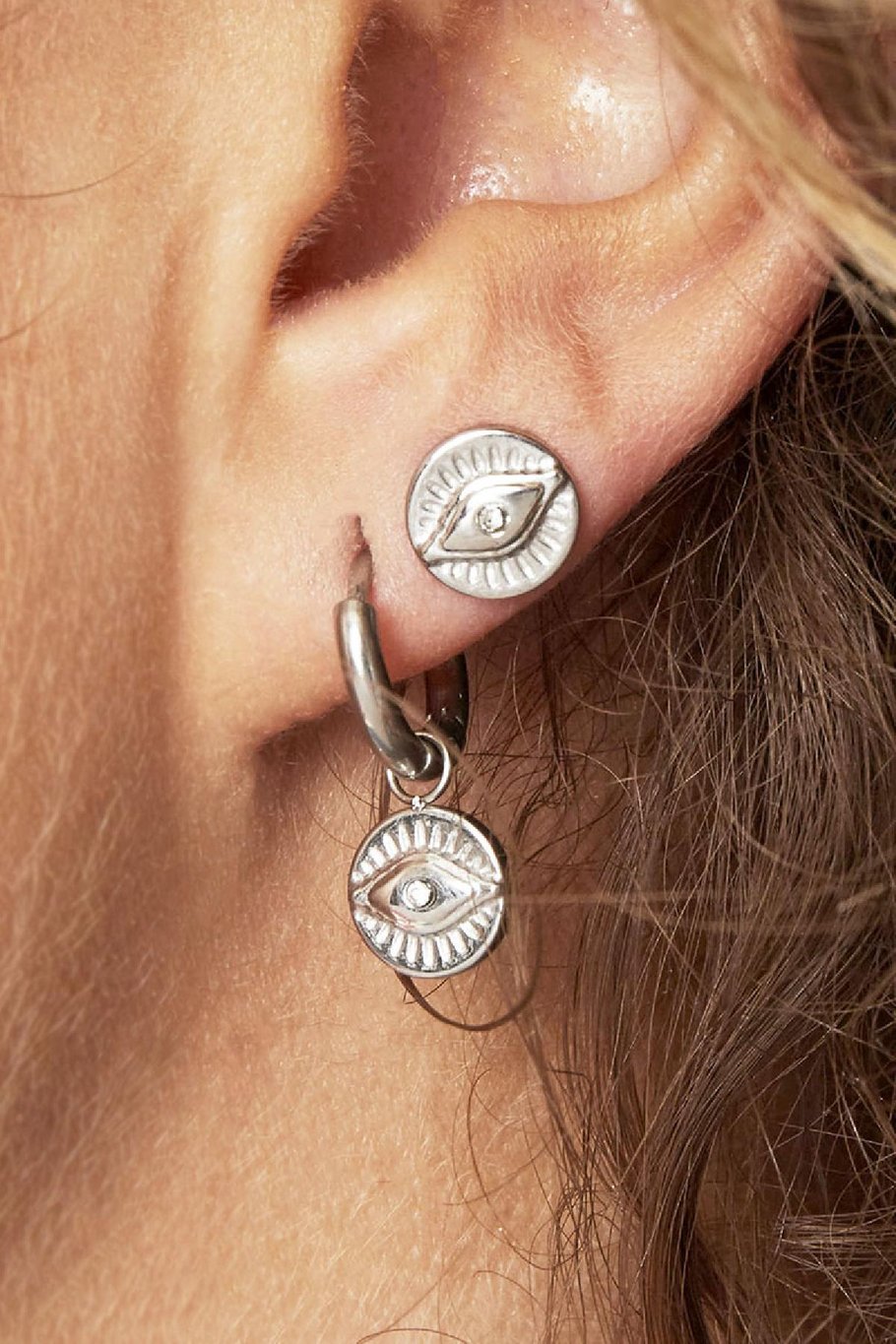 Pendientes Magic Eye Stud Plata Acero inoxidable Imagen2