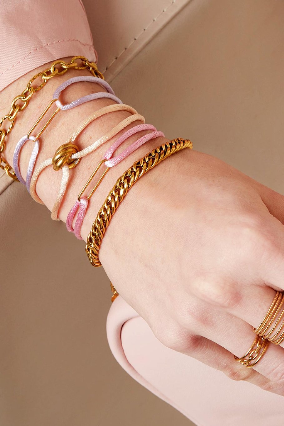 Armband Satin Clip Lila Edelstahl Bild2