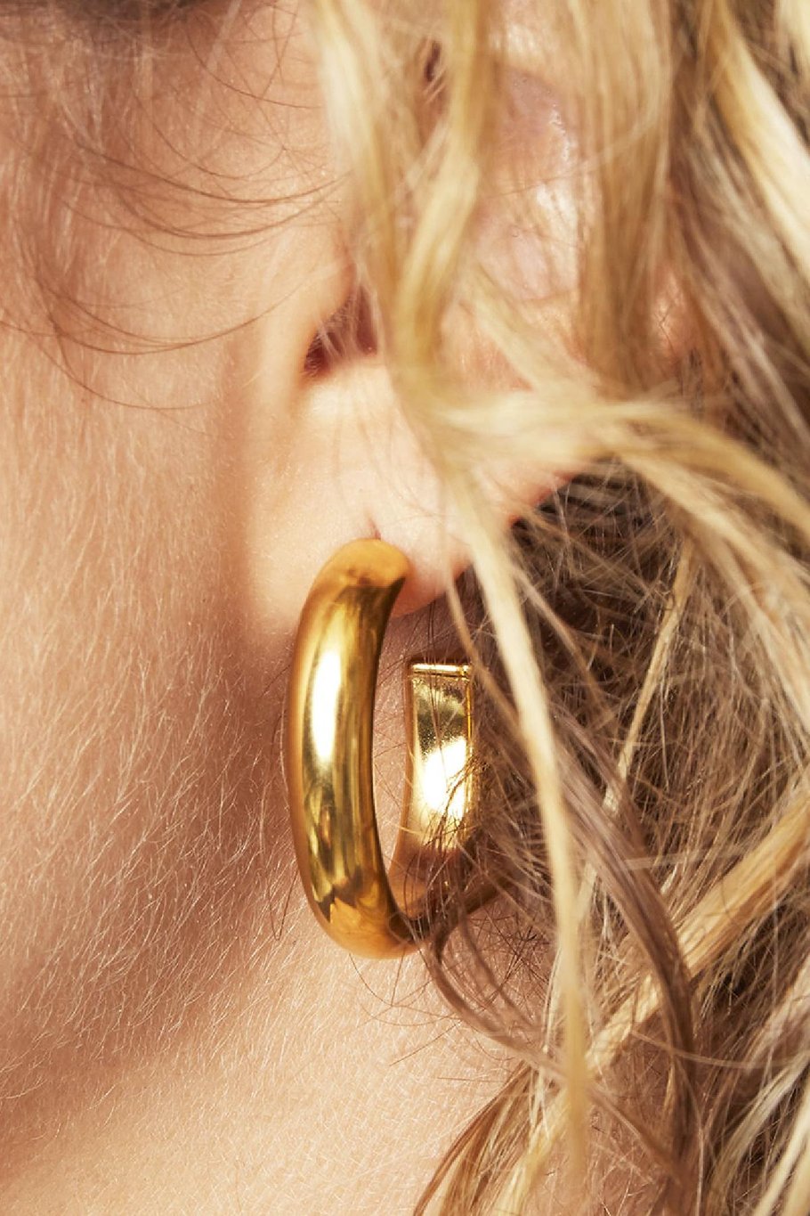 Earrings Hoops Smooth Gold Color Stainless Steel Picture2