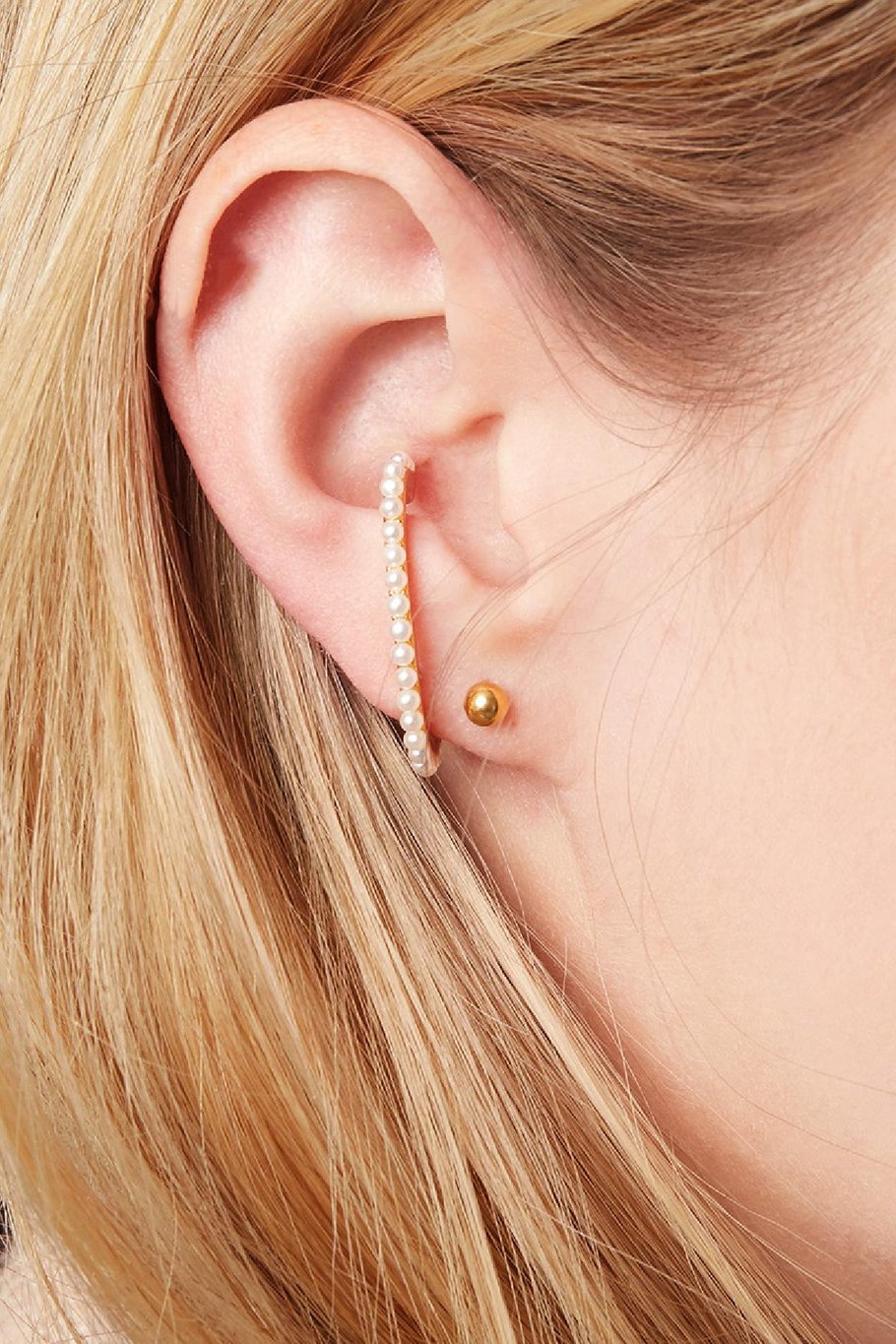 Earcuff Piercing Pearls Plata Cobre Imagen2