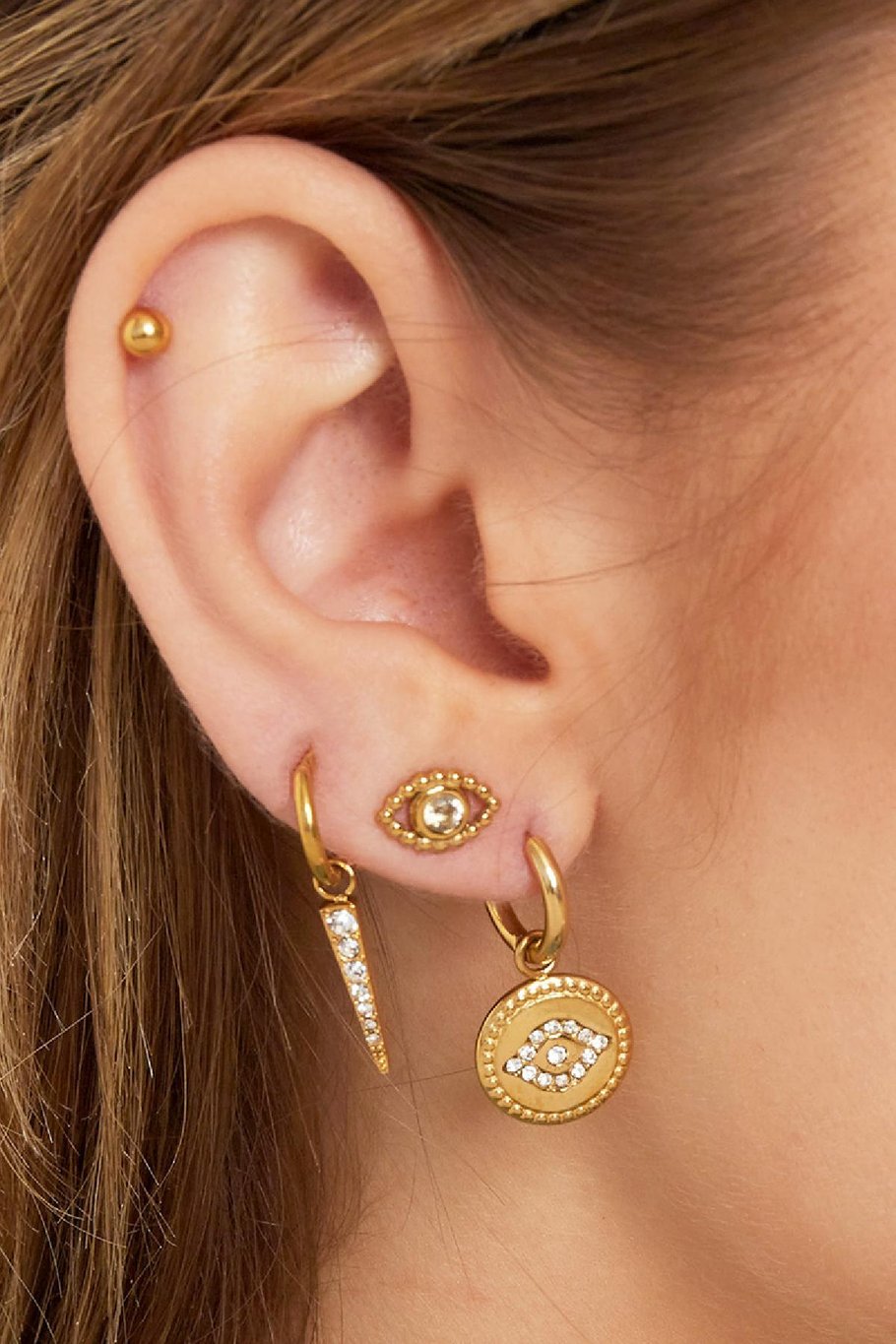 Boucles d'oreilles Diamond Eye Argenté Acier inoxydable Image2