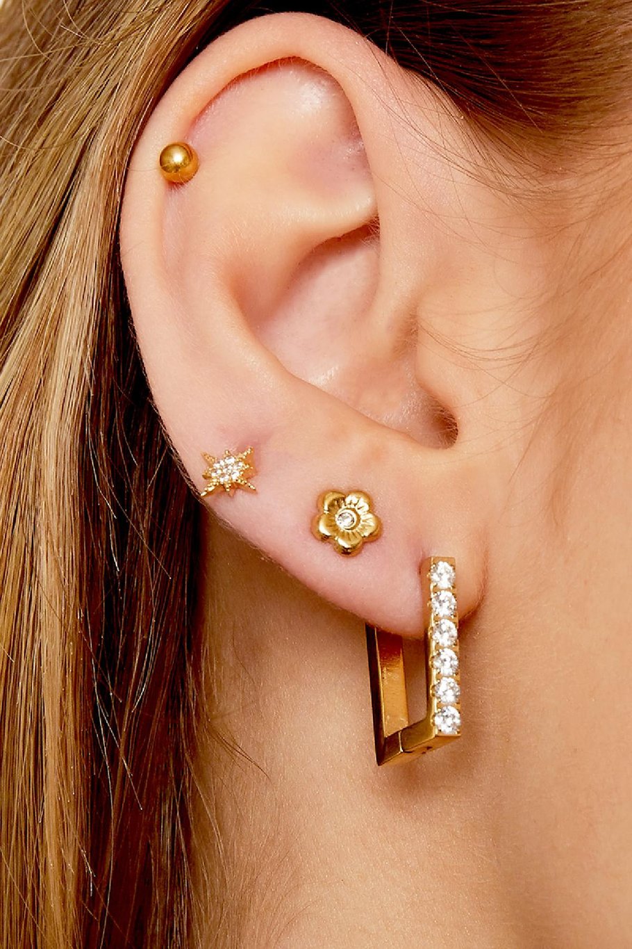 Boucles d'oreilles Diamond Rectangle Acier inoxydable Image2