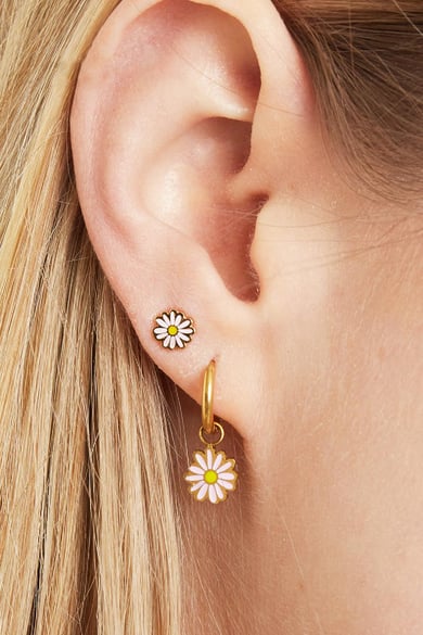 Oorbellen Petals Wit Stainless Steel h5 Afbeelding2