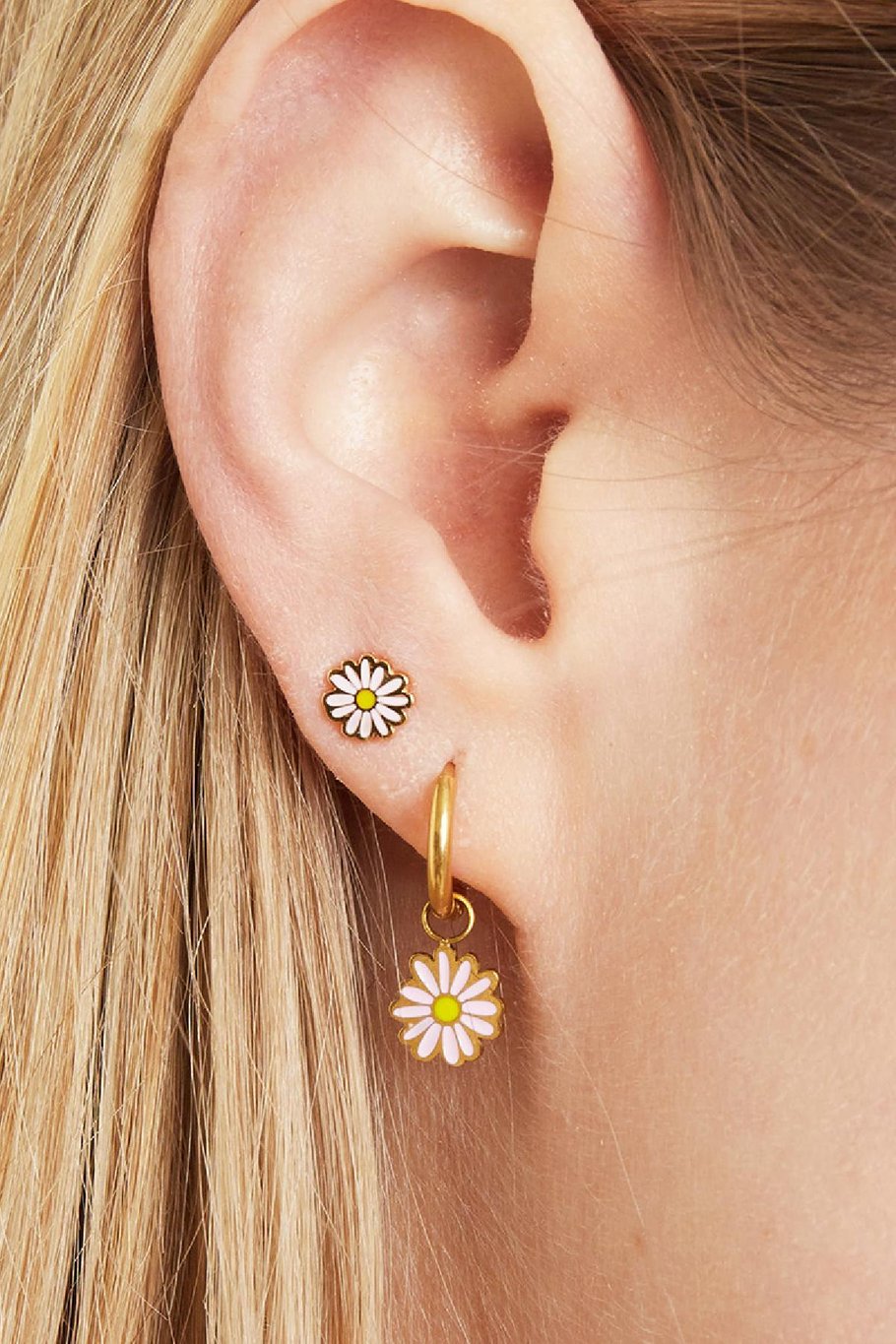 Oorbellen Petals Wit Stainless Steel Afbeelding2