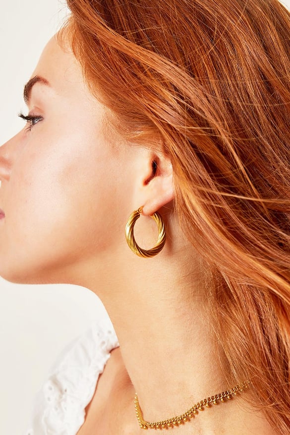 stainless steel twisted hoop earrings 
